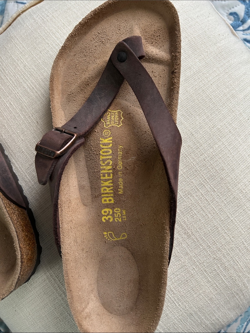 Birkenstock Brown Leather Thong Sandals Sz 39